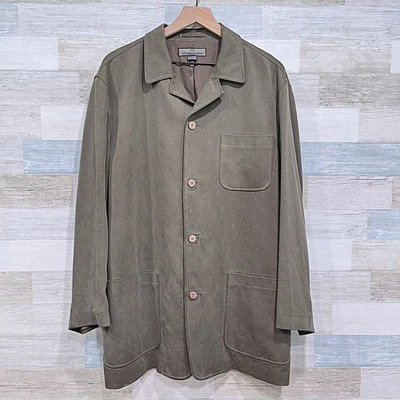 Chaqueta Tommy Bahama 100 % seda cuello muesca verde sarga abotonada para hombre mediana Foto 1 de 4