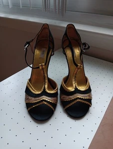PRADA Black And Gold Heels - Picture 1 of 6