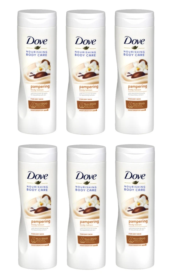 6 x Dove Body Lotion Pampering Care With Shea Butter & Vanilla 400ml - Image 1 of 1