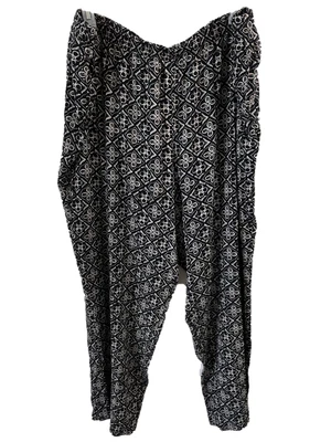 Pantalón Appleseeds Talla 2X Cintura Elástica 31" Entrepierna Negro Blanco Floral Rayón Foto 1 de 4
