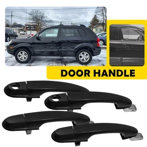 Black Exterior Door Fit Handle Hyundai Tucson 2005-2009 Left&Right 4X Front+Rear - Picture 1 of 15