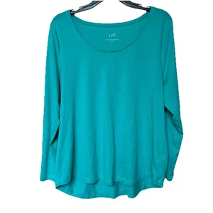 J Jill Top Women XL  Teal Blue Whisper Weight Scoop Neck Long Sleeve Pullover - Picture 1 of 6