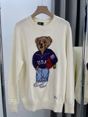 POLO RALPH LAUREN ПОЛО МЕДВЕДЬ ВЯЗАНЫЙ БЕЛЫЙ СВИТЕР ДЖЕМПЕР ХЛОПОК ЖЕНСКИЙ РАЗМЕР: L - Изображение 1 из 4