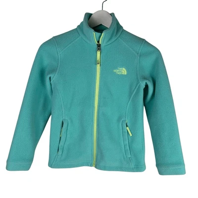 Chaqueta polar North Face pequeña 7/8 verde azulado claro cremallera completa para niñas Foto 1 de 4