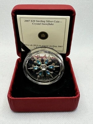 2007 Canada $20 Sterling Silver Coin - Blue Crystal Snowflake - Image 1 of 4