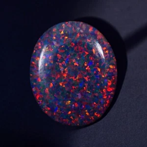 AAA+ Cabujón de ópalo de fuego de seda negro 20x14 mm 6,80 quilates vívidas piedras preciosas sueltas - Imagen 1 de 5