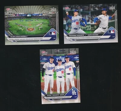 OHTANI YAMAMOTO SASAKI IMANAGA 2025 TOPPS NOW DODGERS 3 CARD LOT #’S 1, 2, & 7
