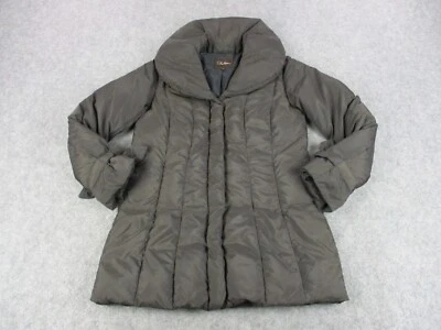 Chaqueta Cole Haan Mujer Pequeña Marrón Plumón de Ganso Puffer Parka Abrigo de Muñeca Atado Foto 1 de 4