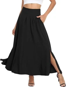 RANPHEE Women's Ankle Length High Waist A-line Flowy Long Maxi Skirt with Pocket - Picture 1 of 3