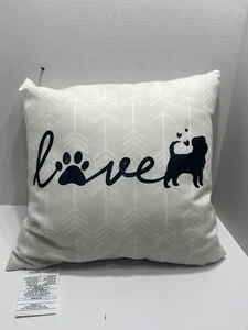 Dog Accent Pillow Love Black & White New Dog Lover17”x17” Pets - Picture 1 of 10