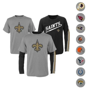 NFL Outerstuff "Squad" Long & Short Sleeve T-Shirt Set Toddler Boys Youth Sizes - Picture 1 of 15
