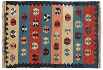 Teppich Kelim Ghashghai ca. 105x150 cm | Bunt | Schurwolle | handgewebt  - Bild 1 von 4