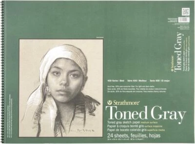 Almohadilla de boceto Strathmore serie 400 gris tonificado papel de artista de peso pesado 18X24 Foto 1 de 4