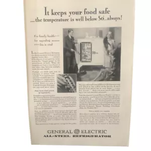 Vintage 1929 General Electric GE Food Safe Ad Advertisement - Picture 1 of 3