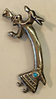 Kachina Mudhead (?) Sterling Silver + Turquoise 1 7/8" Pin Brooch Sw Antique