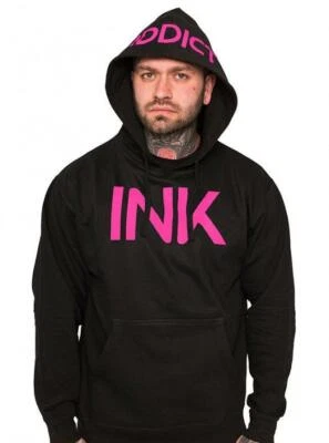 Nuevo Hombre Inkaddict Tinta Jersey Sudadera Negro/Rosa SMALL-2XLARGE Tatuaje - Imagen 1 de 2