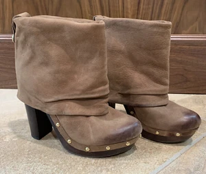vince camuto women 6.5 Brown suede platform block Fold over ankle boots Bin4 - Picture 1 of 9