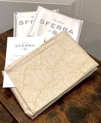 2PC SET | Sferra Pratella 1 Euro And 1 King Sham Gold Sateen Jacquard Italy NWT - Изображение 1 из 4
