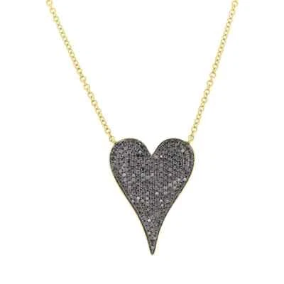 Collar Corazón Diamante Negro Oro 14K Natural 0.43 CT Corte Redondo Foto 1 de 2