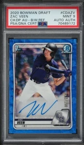 ZAC VEEN AUTO #/150 Blue Wave Refractor PSA 9 Auto 10 2020 Bowman Chrome Draft - Picture 1 of 2