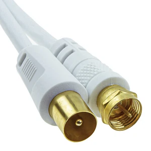 Coaxial F Type Connector Male RF TV Aerial Male Plug RG59 Cable 0.5m to 20m Lot - Picture 1 of 8