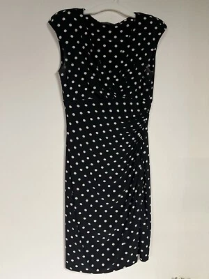 Ralph Lauren Mujer Lunares Imitación Abrigo Vestido Talla 8 Foto 1 de 3