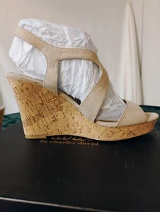 Charles by Charles David Louis Platform  Cork Wedge  Nude size 8 1/2 M - Picture 1 of 11