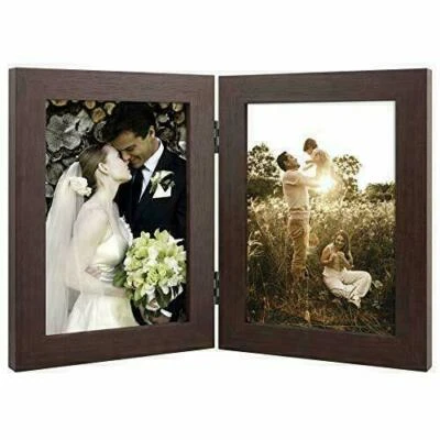 5x7 Double Picture Frame Vertical Hinged 2 Opening Folding Family Frames Collage - Image 1 of 4