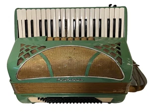 Vintage Hohner Lucia IIIP Klavier Akkordeon - für Teile oder Reparatur - grün & gold - Bild 1 von 24