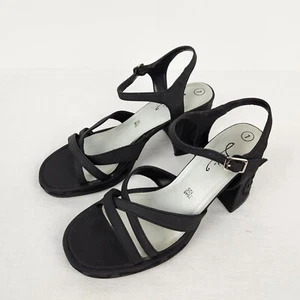 Fioni Womens Platform Sandals Block Embroidered Heels Slingback Buckle Sz 7 - Picture 1 of 7