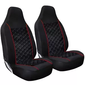 Deluxe Diamond Quilted 1+1 Pair Seat Cover Set Red Piping Protection For Car+Van - Picture 1 of 1