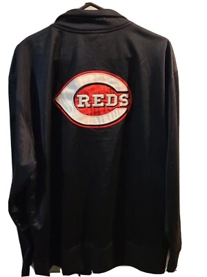 Chaqueta de béisbol de colección Cincinnati Reds para hombre L cremallera completa logotipo cosido negra MLB adulto Foto 1 de 4