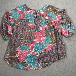 Blusa Campesina Anthropologie Higo y Flor con Encaje Espalda Mujer 2X Estampado Mixto Boho - Imagen 1 de 8