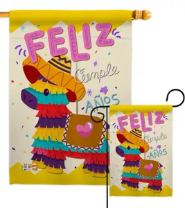 Feliz Cumpleaños Party Celebration Pinata Happy Birthday Garden House Yard Flag - Picture 1 of 13