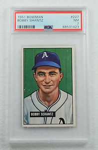 Rare 1951 BOBBY SHANTZ Bowman Baseball Card-Athletics-Yankees-PSA 7-Fresh Slab