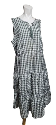 Woman Within 22W Dress tassel sleeveless pleated pockets lightweight - Image 1 of 4