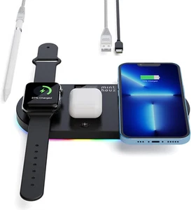 Minthouz Caricabatterie wireless Rapido,4 in 1 Caricabatterie senza fili,Caricat - Foto 1 di 8