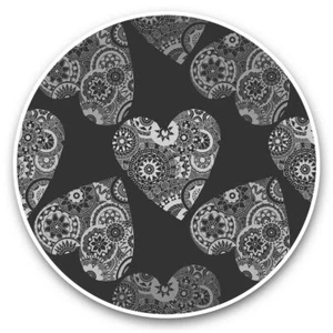 2 x Vinyl Stickers 20cm (bw) - Cute Love Hearts Floral Pattern  #36177 - Bild 1 von 8