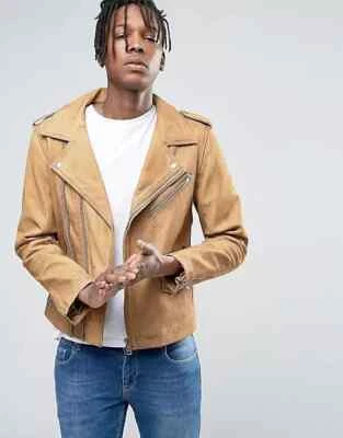 Casual Friday Biker Jacket In Tan/Camel Leather Men's Size: L / EU 50 - Imagem 1 de 4