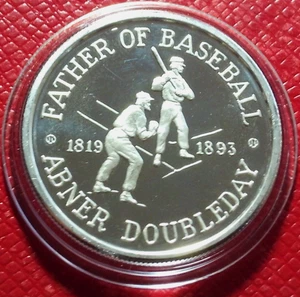Moneda de $5 Father of Baseball-Abner Doubleday-Australia Hutt River 1 oz.999 plata - Imagen 1 de 4