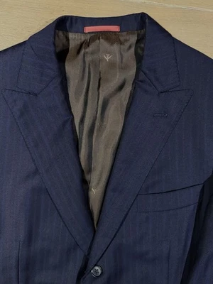 🧵 Traje a Rayas Isaia Napoli (Sciamerria), Super 150’s - EU56R / US46R Foto 1 de 4