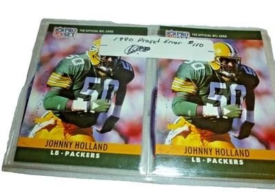 1990 Pro Set football Johnny Holland ERROR AND CORRECTED Card Set Mint - Image 1 of 3