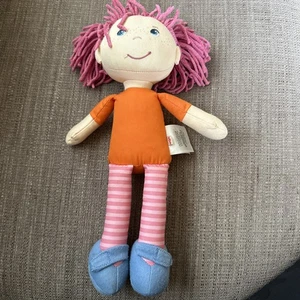 Haba Stoffpuppe kleines Mädchen rosa Haare Pferdeschwänze Plüsch Stoff Dolly ohne Kleid - Bild 1 von 10