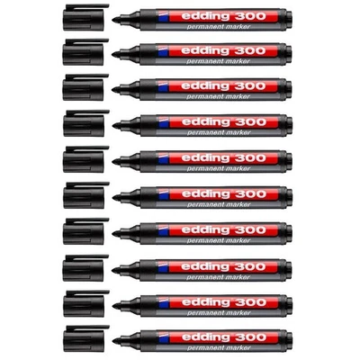 10 x edding 300 Permanentmarker Stift 1,5-3 mm Rundspitze schwarz - Bild 1 von 4