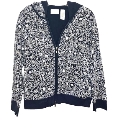 Chaqueta con Capucha LIZ CLAIRBONE Negra Blanca Floral Flor Mujer Talla Mediana Pequeña Foto 1 de 4