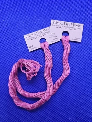 2 Weeks Dye Works Hand Over Dyed Cotton Embroidery Floss 2276 Camellia PINK 5 yd - Image 1 of 3