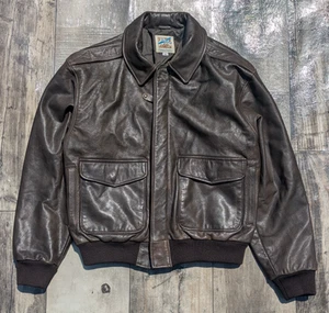 Vintage 90s Mens Travelsmith A-2 Leather Flight Jacket M Thinsulate USA Bomber - Picture 1 of 20