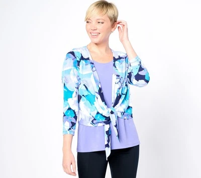 Susan Graver Damen Oberteil Pullover Gr. S Passport Liquid Knit Tie Blau A662258 - Bild 1 von 4