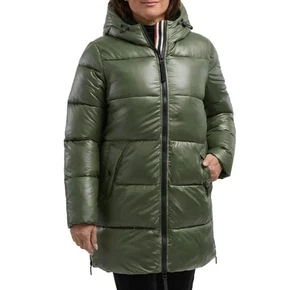 NUEVO Abrigo acolchado Hunter para mujer S de longitud media verde cremallera completa con capucha - Imagen 1 de 13
