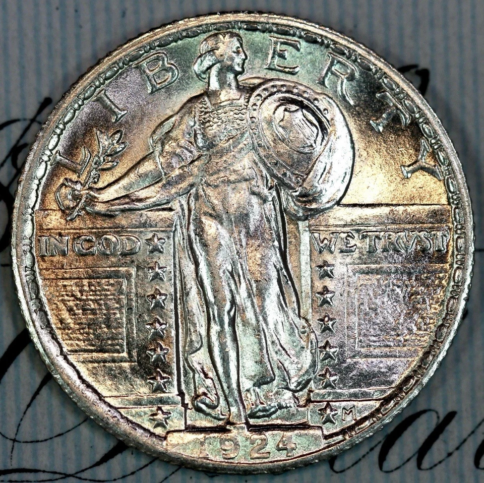 1924-P FH SOLID+ GEM BU MS STANDING LIBERTY QUARTER DC230 FROM MATTHEWS HOARD - Image 1 of 3
